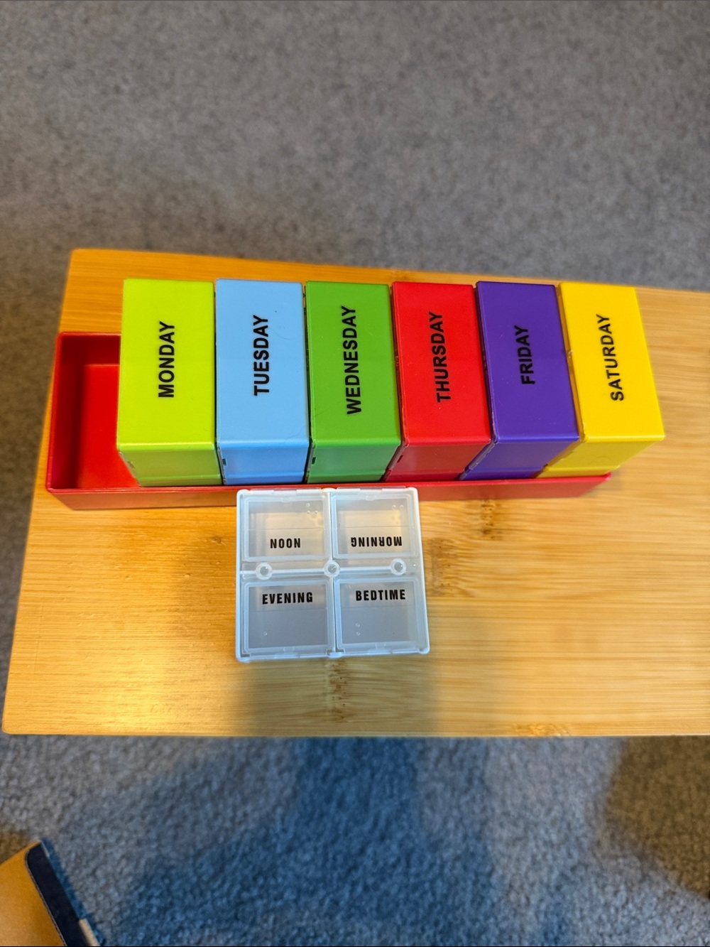 Weekly Pill Organizer Set - Bright Rainbow Colors